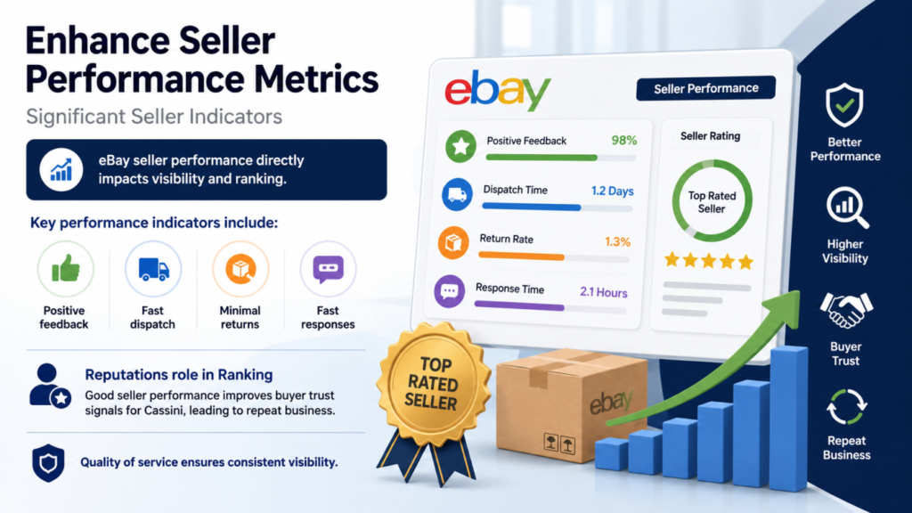 eBay seller performance directly impacts visibility and ranking.
