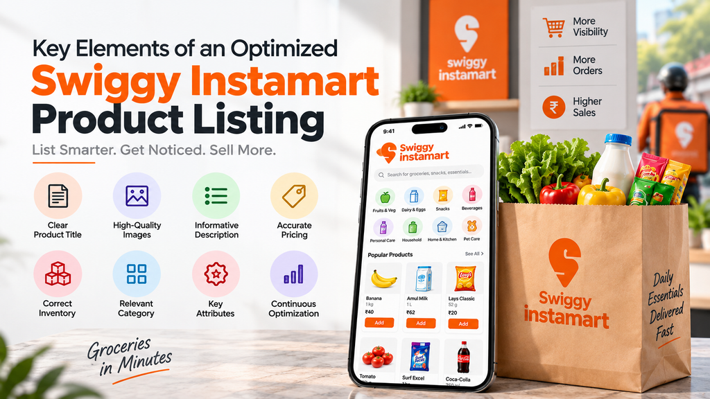 Optimized Swiggy Instamart product listing with key elements for better visibility and sales.