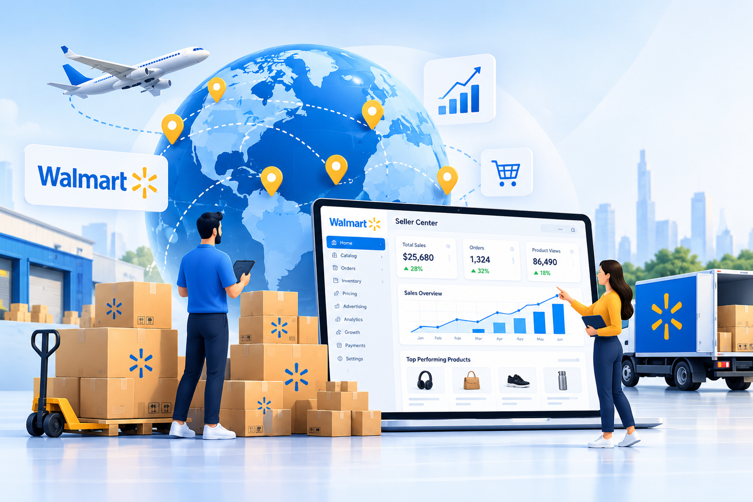 Walmart marketplace growth, logistics and seller analytics