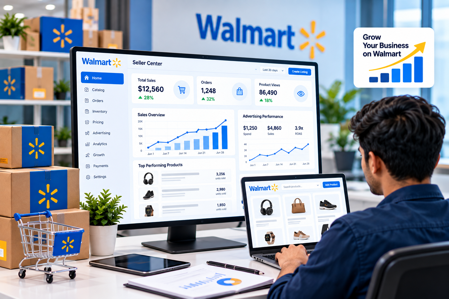 Walmart seller account management and ecommerce analytics